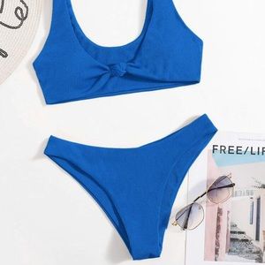 Rib Knot Decor Bikini Swimsuit